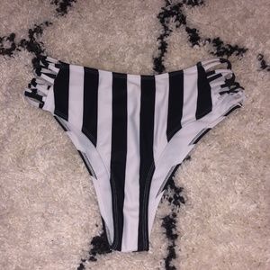 Zaful b&w striped high waist bikini bottom